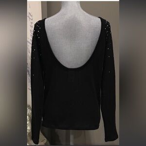Victoria’s Secret Pink Women’s Size Large Rhinestone Sheer Black Sweater NWOT